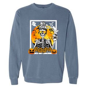 Coffee Ing Skeleton Lazy Diy Halloween Costume Meaningful Gift Garment-Dyed Sweatshirt