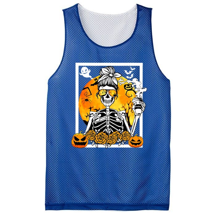 Coffee Ing Skeleton Lazy Diy Halloween Costume Meaningful Gift Mesh Reversible Basketball Jersey Tank