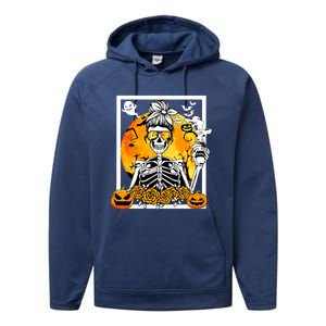 Coffee Ing Skeleton Lazy Diy Halloween Costume Meaningful Gift Performance Fleece Hoodie