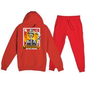 Coffee Ing Skeleton Lazy Diy Halloween Costume Meaningful Gift Premium Hooded Sweatsuit Set