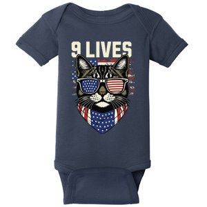 Cat In Suite With Trump Hair Nine Lives Baby Bodysuit