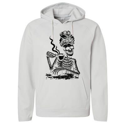 Coffee Ing Skeleton Lazy Diy Halloween Costume Gift Performance Fleece Hoodie