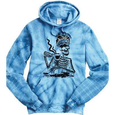 Coffee Ing Skeleton Lazy Diy Halloween Costume Gift Tie Dye Hoodie