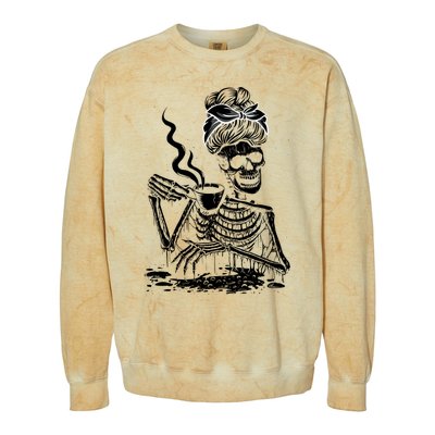 Coffee Ing Skeleton Lazy Diy Halloween Costume Gift Colorblast Crewneck Sweatshirt