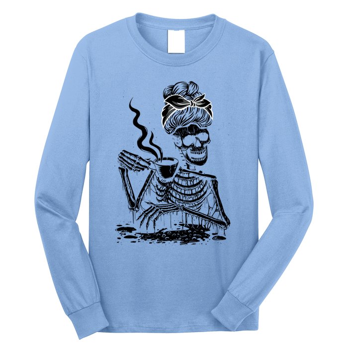 Coffee Ing Skeleton Lazy Diy Halloween Costume Gift Long Sleeve Shirt