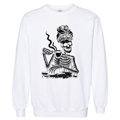 Coffee Ing Skeleton Lazy Diy Halloween Costume Gift Garment-Dyed Sweatshirt