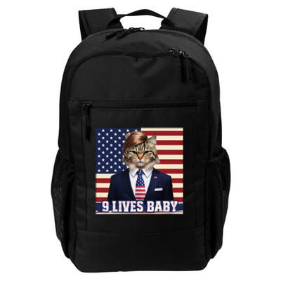 Cat In Suite With Trump Hair American Flag Nine Lives Baby Daily Commute Backpack