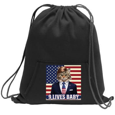 Cat In Suite With Trump Hair American Flag Nine Lives Baby Sweatshirt Cinch Pack Bag