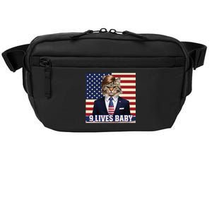 Cat In Suite With Trump Hair American Flag Nine Lives Baby Crossbody Pack