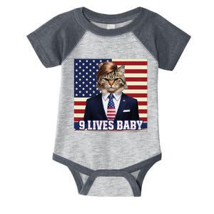 Cat In Suite With Trump Hair American Flag Nine Lives Baby Infant Baby Jersey Bodysuit