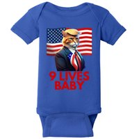 Cat In Suite With Trump Hair American Flag Nine Lives Baby Baby Bodysuit