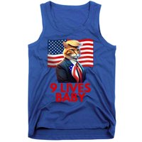 Cat In Suite With Trump Hair American Flag Nine Lives Baby Tank Top