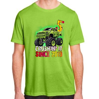 Crushin It Since 2019 5 Year Old Monster Truck Adult ChromaSoft Performance T-Shirt