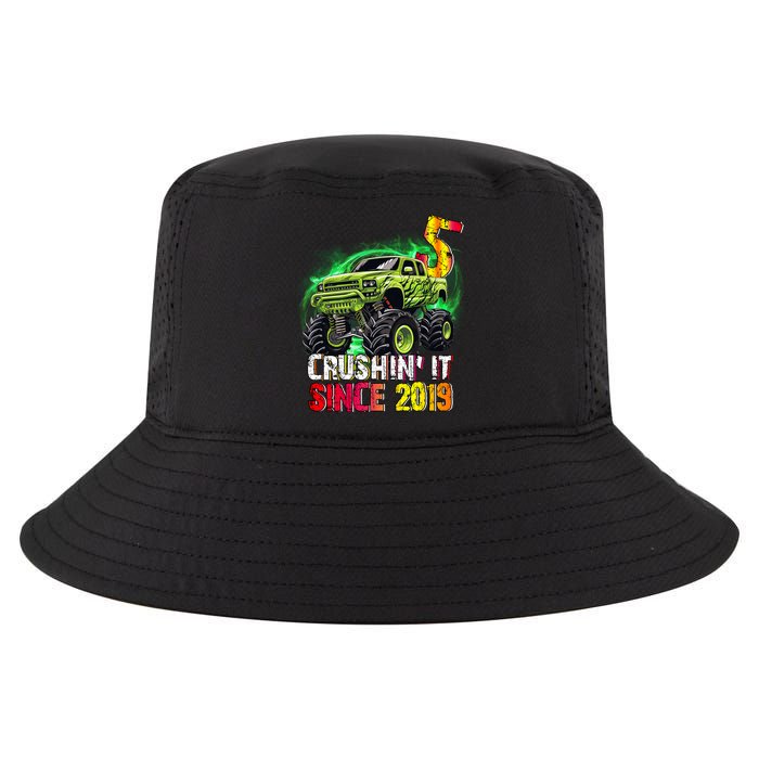 Crushin It Since 2019 5 Year Old Monster Truck Cool Comfort Performance Bucket Hat