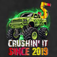 Crushin It Since 2019 5 Year Old Monster Truck Cool Comfort Performance Bucket Hat