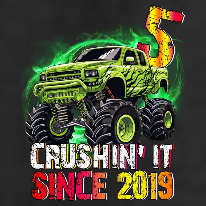 Crushin It Since 2019 5 Year Old Monster Truck Cool Comfort Performance Bucket Hat