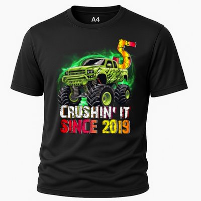 Crushin It Since 2019 5 Year Old Monster Truck Performance Shirt