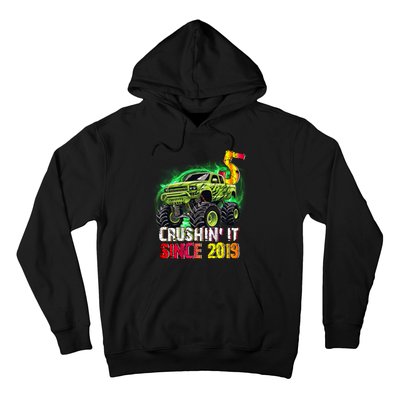 Crushin It Since 2019 5 Year Old Monster Truck Hoodie