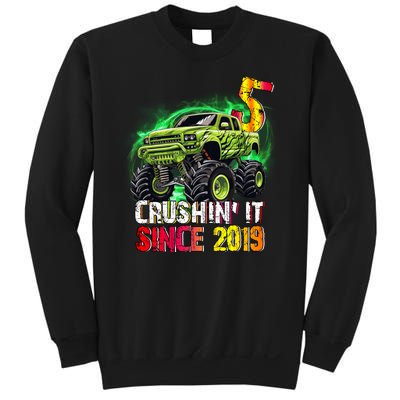 Crushin It Since 2019 5 Year Old Monster Truck Sweatshirt