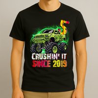 Crushin It Since 2019 5 Year Old Monster Truck T-Shirt