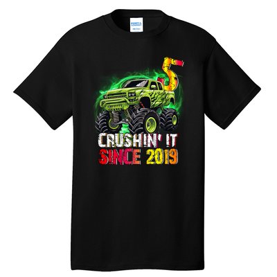 Crushin It Since 2019 5 Year Old Monster Truck Tall T-Shirt