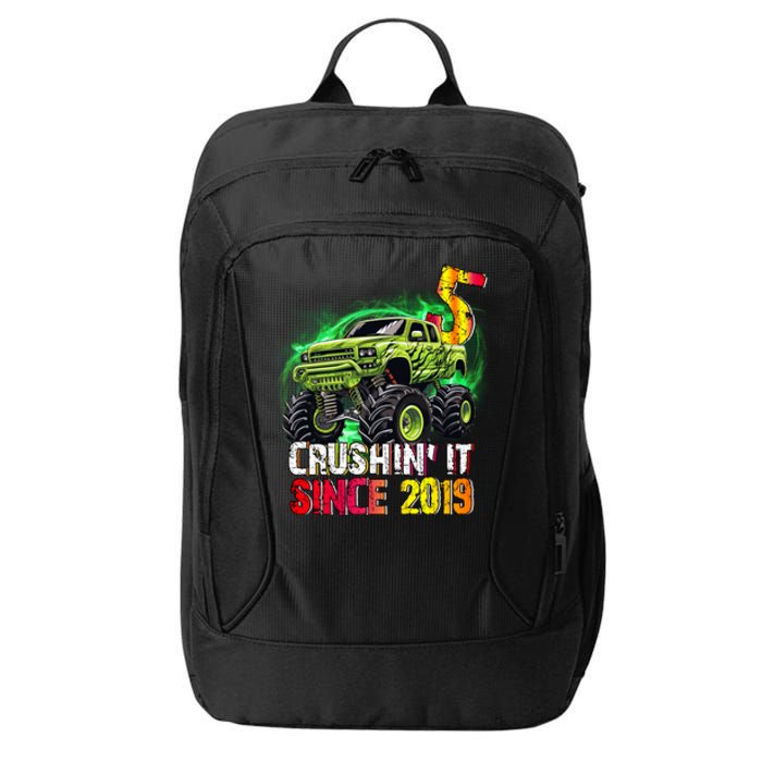 Crushin It Since 2019 5 Year Old Monster Truck City Backpack