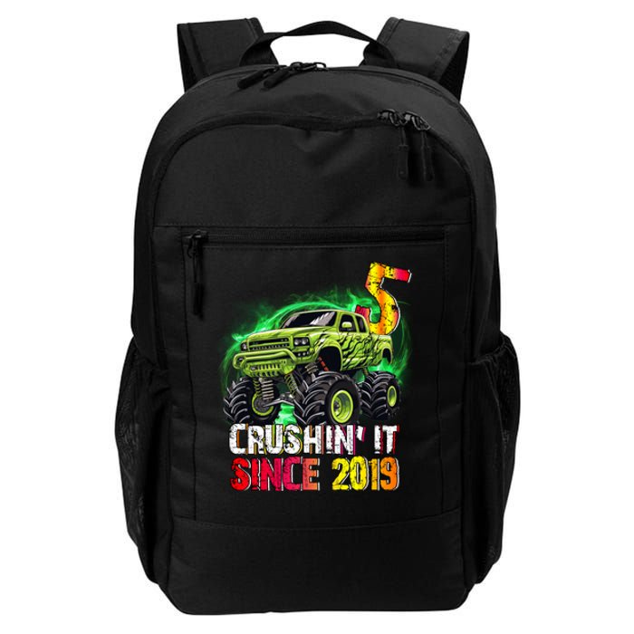 Crushin It Since 2019 5 Year Old Monster Truck Daily Commute Backpack