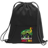 Crushin It Since 2019 5 Year Old Monster Truck Sweatshirt Cinch Pack Bag