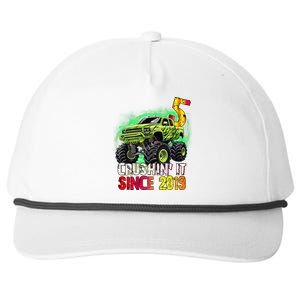 Crushin It Since 2019 5 Year Old Monster Truck Snapback Five-Panel Rope Hat