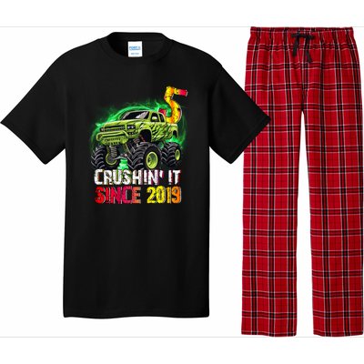 Crushin It Since 2019 5 Year Old Monster Truck Pajama Set