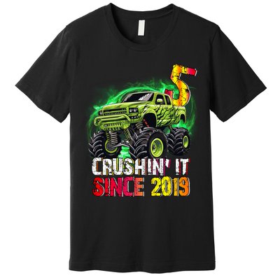 Crushin It Since 2019 5 Year Old Monster Truck Premium T-Shirt