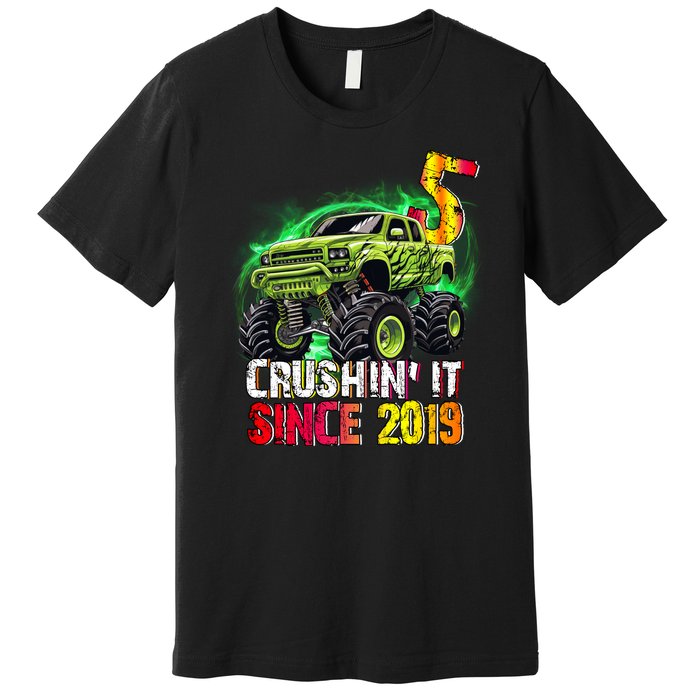 Crushin It Since 2019 5 Year Old Monster Truck Premium T-Shirt