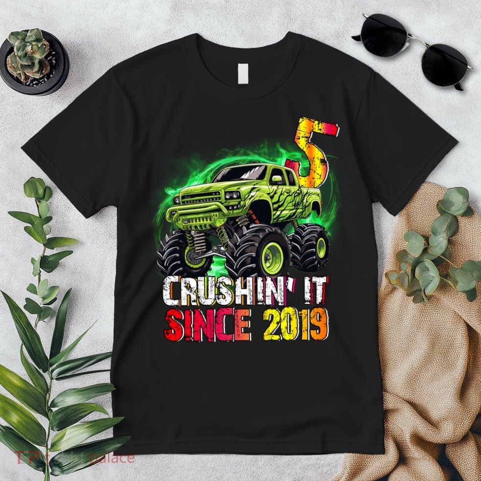 Crushin It Since 2019 5 Year Old Monster Truck Premium T-Shirt