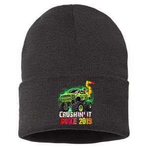 Crushin It Since 2019 5 Year Old Monster Truck Sustainable Knit Beanie