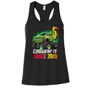 Crushin It Since 2019 5 Year Old Monster Truck Women's Racerback Tank