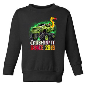 Crushin It Since 2019 5 Year Old Monster Truck Toddler Sweatshirt