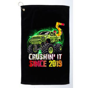 Crushin It Since 2019 5 Year Old Monster Truck Platinum Collection Golf Towel