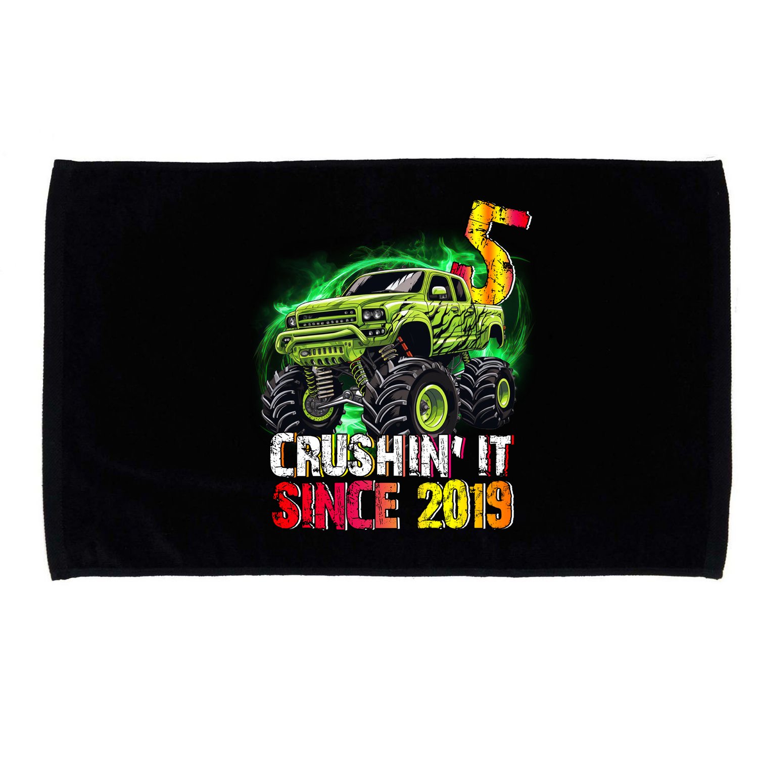 Crushin It Since 2019 5 Year Old Monster Truck Microfiber Hand Towel