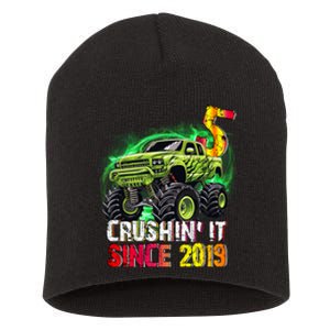 Crushin It Since 2019 5 Year Old Monster Truck Short Acrylic Beanie