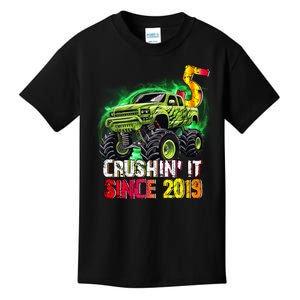 Crushin It Since 2019 5 Year Old Monster Truck Kids T-Shirt