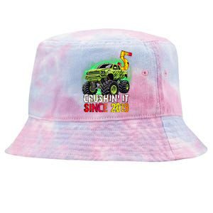 Crushin It Since 2019 5 Year Old Monster Truck Tie-Dyed Bucket Hat