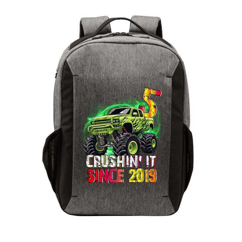 Crushin It Since 2019 5 Year Old Monster Truck Vector Backpack