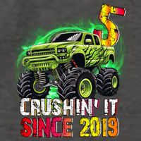 Crushin It Since 2019 5 Year Old Monster Truck Vector Backpack