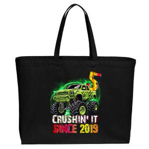 Crushin It Since 2019 5 Year Old Monster Truck Cotton Canvas Jumbo Tote