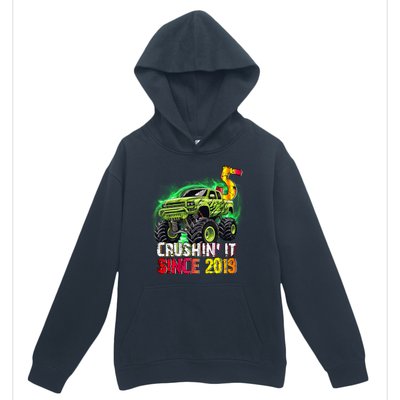 Crushin It Since 2019 5 Year Old Monster Truck Urban Pullover Hoodie