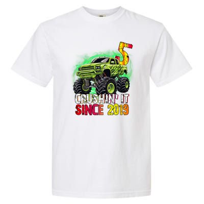 Crushin It Since 2019 5 Year Old Monster Truck Garment-Dyed Heavyweight T-Shirt