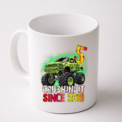 Crushin It Since 2019 5 Year Old Monster Truck Coffee Mug