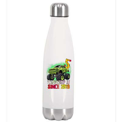 Crushin It Since 2019 5 Year Old Monster Truck Stainless Steel Insulated Water Bottle