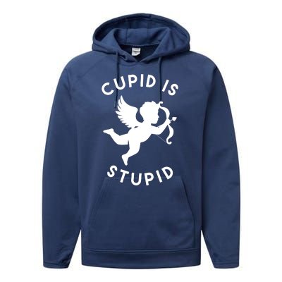 Cupid Is Stupid Anti Valentine Performance Fleece Hoodie