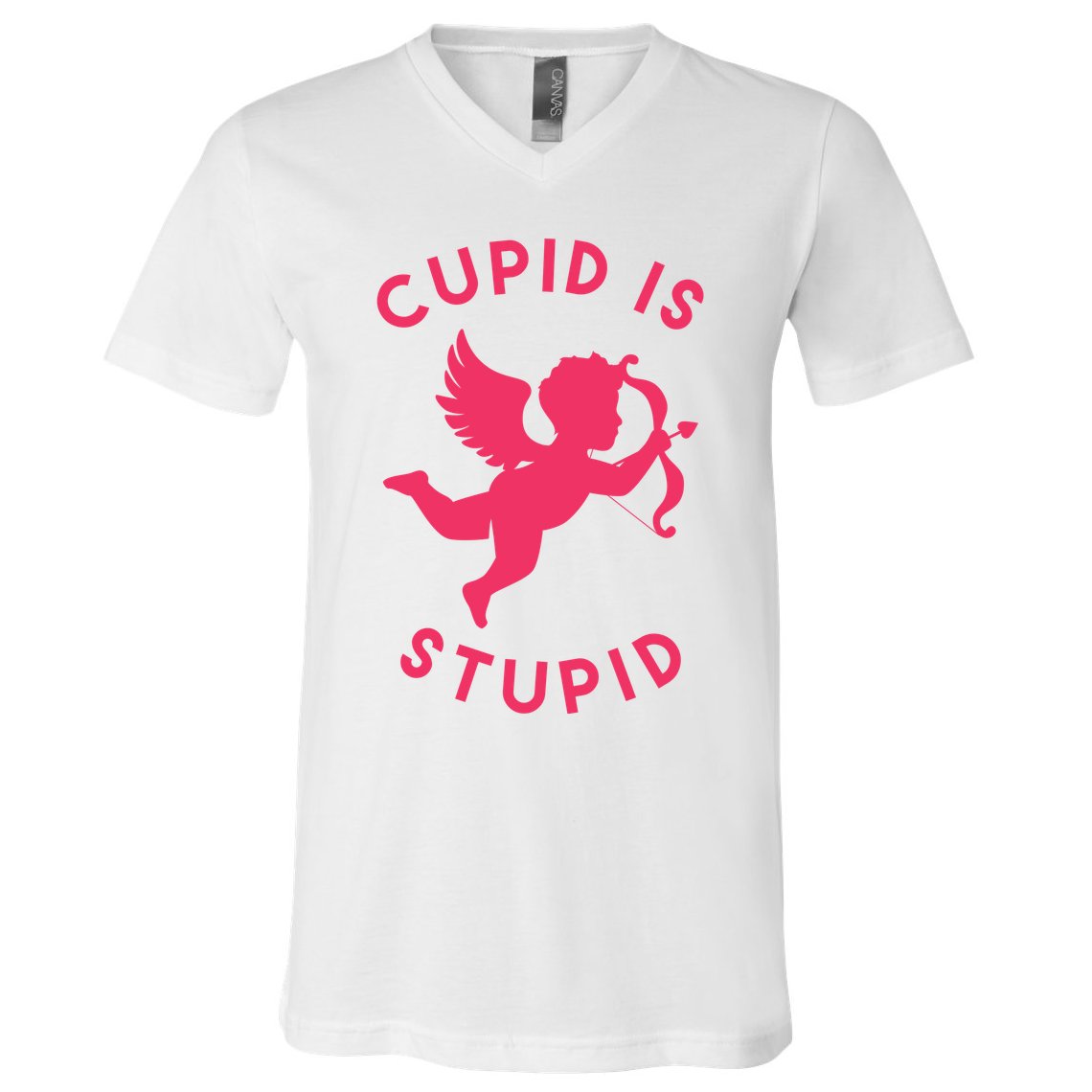 Cupid Is Stupid Anti Valentine V-Neck T-Shirt